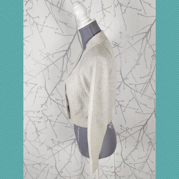 Babaton Ivory Birch 100% Merino Wool Cropped Irving Cardigan - Picture 3 of 5